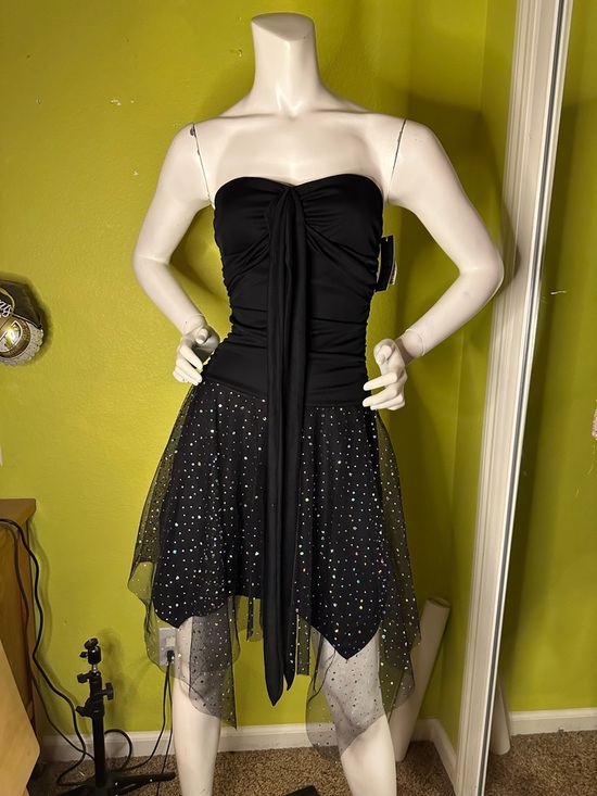 A. Byer Dresses & Skirts - NWT A.Byer Black Strapless Mini Dress with Sparkly Polka Dot Skirt Detailing